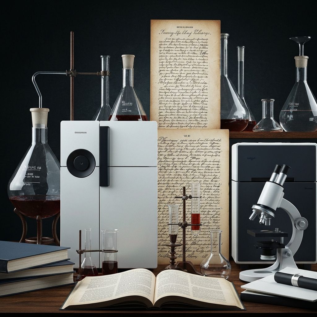Historical academic imagery representing evolution of nutritional science with laboratory equipment and research documentation